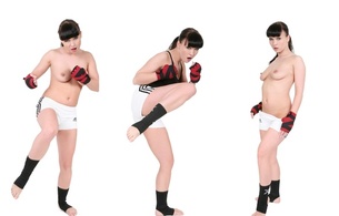 ally style, boxing, collage, tits, brunette