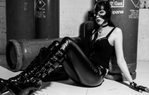 young, brunette, alternative, amateur, model, slim, sexy babe, long hair, posing, sitting, tight clothes, leggings, pvc, knee boots, mask, cosplay, catwoman, hi-q, black and white, b&w, fetish babe, skinny, delicious, sexy, small tits, tiny ti, babes in boots