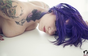 katherine, tattoo, legs, face, hair, color, nude, sexy, naked, cute, beauty, hot, body, piercing, suicide girl, rebecca crow, katherine suicide, suicide girls, hi-q, close up, strategic covering