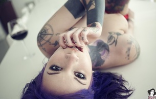 katherine, tattoo, legs, face, hair, color, nude, sexy, naked, cute, beauty, hot, body, piercing, suicide girl, rebecca crow, katherine suicide, suicide girls, hi-q, close up