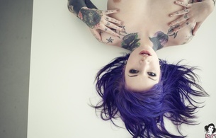 katherine, tattoo, legs, face, hair, color, nude, sexy, naked, cute, beauty, hot, body, piercing, suicide girl, suicide girl, rebecca crow, katherine suicide, suicide girls, hi-q, close up