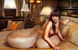 snake woman, breasts, brunette, fantasy woman