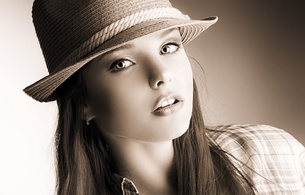 girl, sexy, hat, view, look, lovely face, long hair