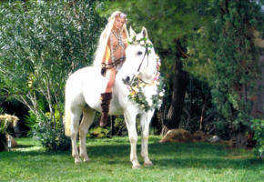 sophia, tits, blonde, horse, outdoor, long hairs