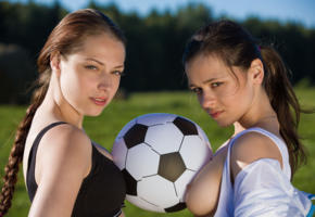 football, ball, soccer ball, soccer, audrey & isabella, braids, sports