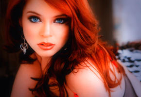 blue eyes, redhair, lips, redhead