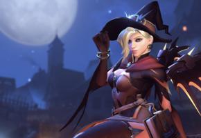 sexy, blonde, witch, vector, overwatch