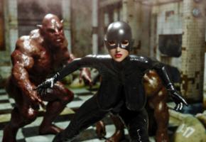 brunette, 3d, fetish babe, big tits, masked, shiny clothes, pvc, catsuit, latex, hood, gloves, virtual, fighting, monsters, jaredd999 picture, 3d latex, monster eater