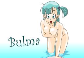 bulma, dragonball, manga, anime, green hair, sweet, naked, water, vector, comic, teen