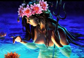 mermaid, water, lillys, nude