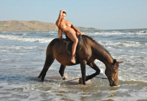 suzanna a, susi r, brunette, beach, horse, naked, big tits, nipples, shaved pussy, spread legs, hi-q, nadia p
