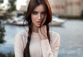 anastasiya malakhova, model, pretty, babe, brunette, russian, blue eyes, sensual lips, beautiful, face, 4k, uhd