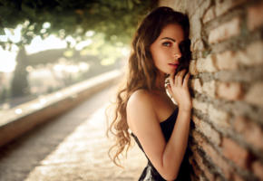 model, pretty, babe, brunette, russian, sensual lips, long hair, depth of field, georgy chernyadyev studio, 4k