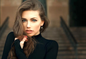 svetlana grabenko, model, pretty, babe, brunette, blue eyes, russian, sensual lips, face, 4k