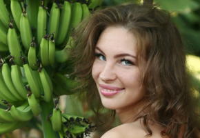 galina a, bananas, nude, brunette, smile, cecelia