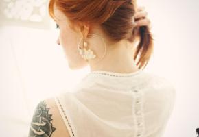 suicide girls, annalee, redhead, neck, tattoo, blouse