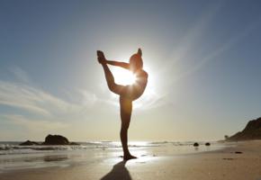 babe, yoga, beach, sunset, sea, non nude, swimsuit