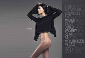 alejandra guilmant, model, skinny, tanned, bottomless, hips, black hair