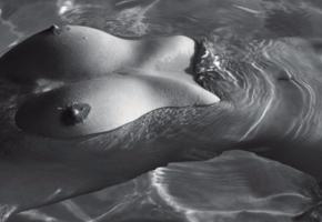 breasts, tits, water, sea, submerged, black and white, genevieve morton, pool, nipples, boobs, peitos