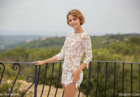 ariel a, dress, standing, outdoor, smile, outside, see through, lilit a