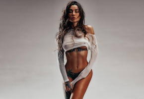 angelica anderson, tattoo, hot, model, see through, brunette, low quality, tanned