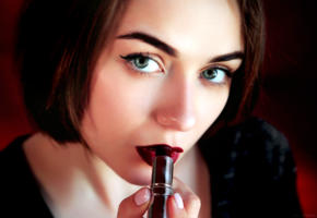 alice shea, akari y, kateryna g, natalie d, katy g, model, pretty, dark hair, sensual lips, lipstick, face, oral fixation