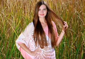 georgia, brunette, teen, blue eyes, field, outdoors, polina kadynskaya, susza k, viva