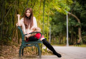 asian, sweet, cute, girl, long hair, boots