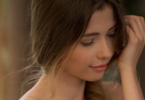 mila azul, just beautiful, playboy, face, brunette, closed eyes, smile