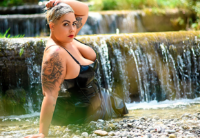 isabelle bella, model, wet, curvy, chubby, hot, sexy, fat, waterfall