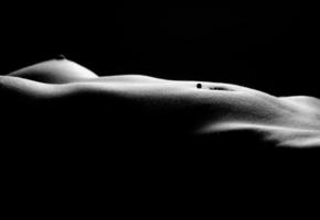 bodyscape, black, nipples, nude, skin, tits, boobs, pierced, shaved, monochrome, belly