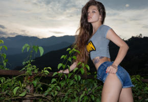 irene rouse, lejandra gomes, brunette, outdoors, non nude, cutoffs, teeshirt, ass, ultra hi-q