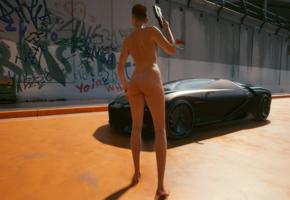 cyberpunk, 2077, cyberpunk 2077, nude, car, photomode