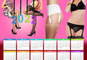 2022, 2022 year, happy new year, calendar, calendar for 2022, stockings, lingerie, black lingerie, panties, bra