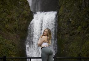 mia malkova, ass, waterfall, yoga pants
