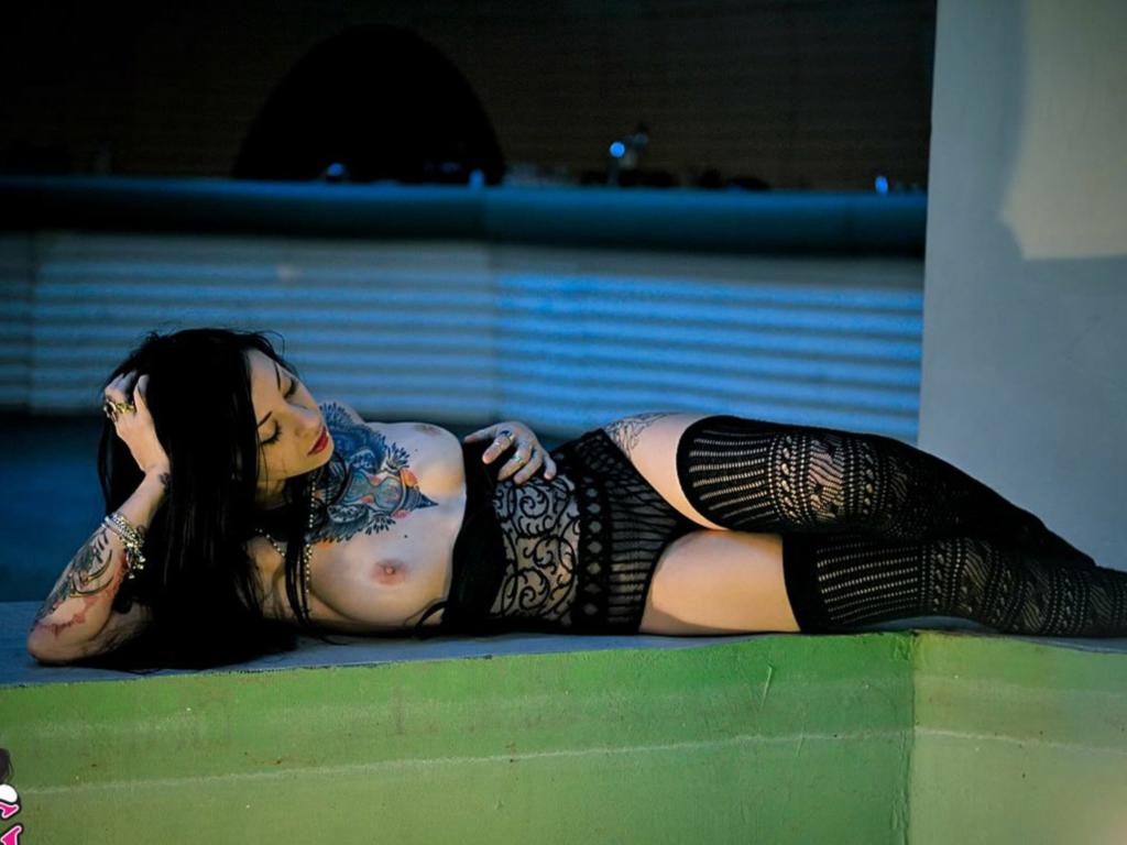 model, sex, sexy, girls, ass, young, sexy babe, tattoo, suicide girls, black, lingerie, body, stockings, topless, tits, nipples, erotic