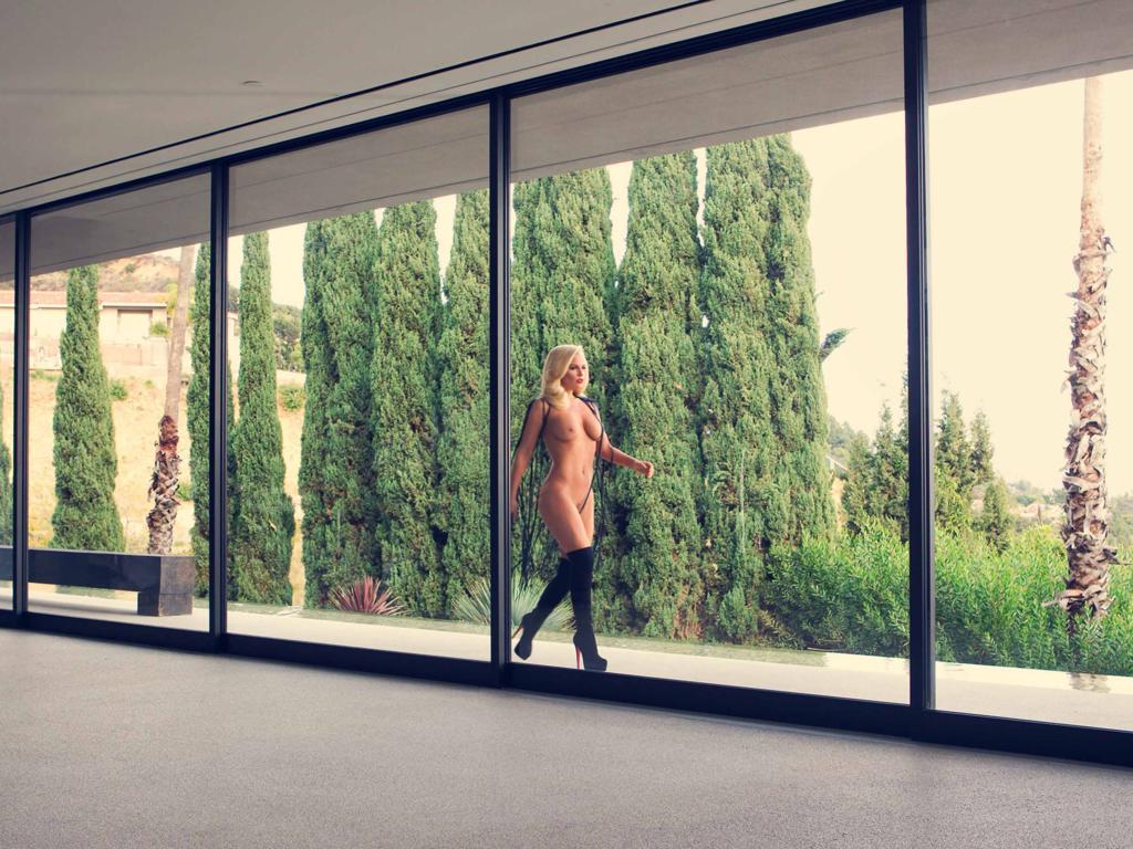 jenny mccarthy, big boobs, tits, solo, babe, lingerie, walking, outdoor, adult model, blonde, sexy babe, nude, boobs, knee boots