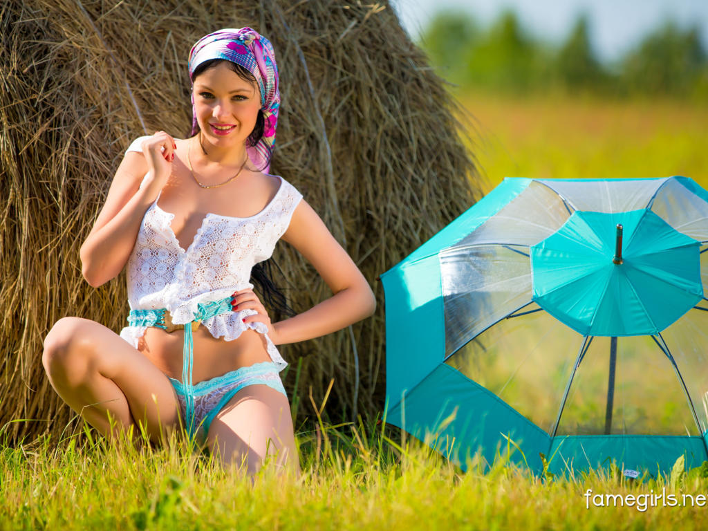 katie, brunette, sexy girl, adult model, lingerie, hi-q, hi-q, skinny, delicious, sexy, perfect girl, tippy toes, hot ass, perfect body, perfect tits, perfect breasts, :), beautiful, hay, umbrella