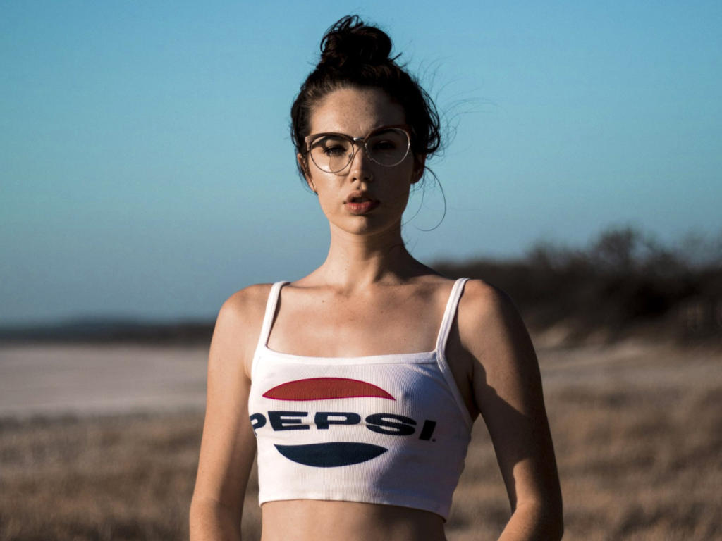 brunette, outdoor, top, glasses, see through, nipples