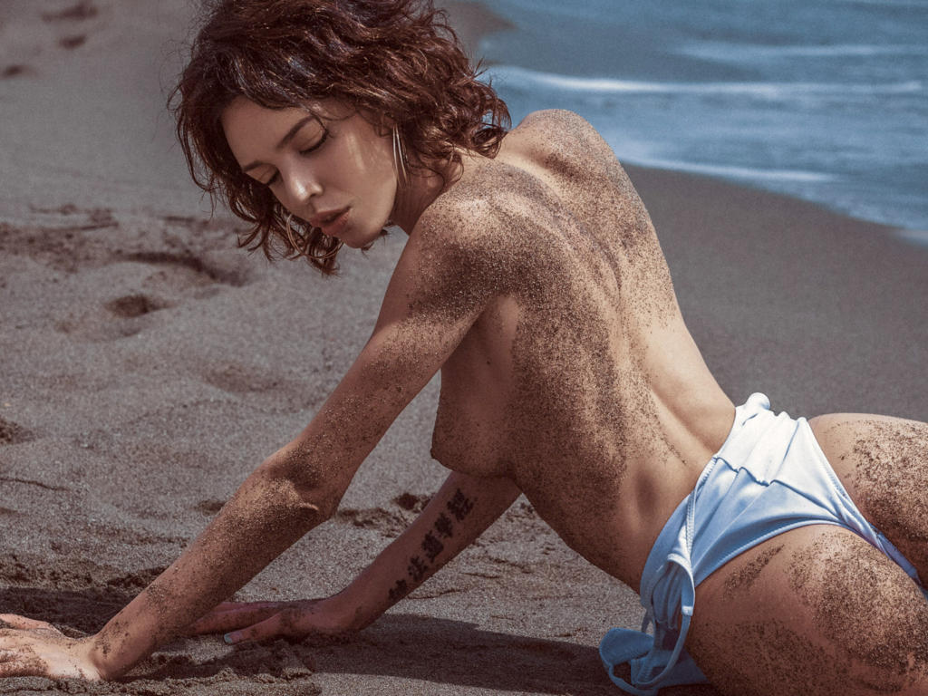 topless, sand, sea, ass, tits, dorty, beach, closed eyes