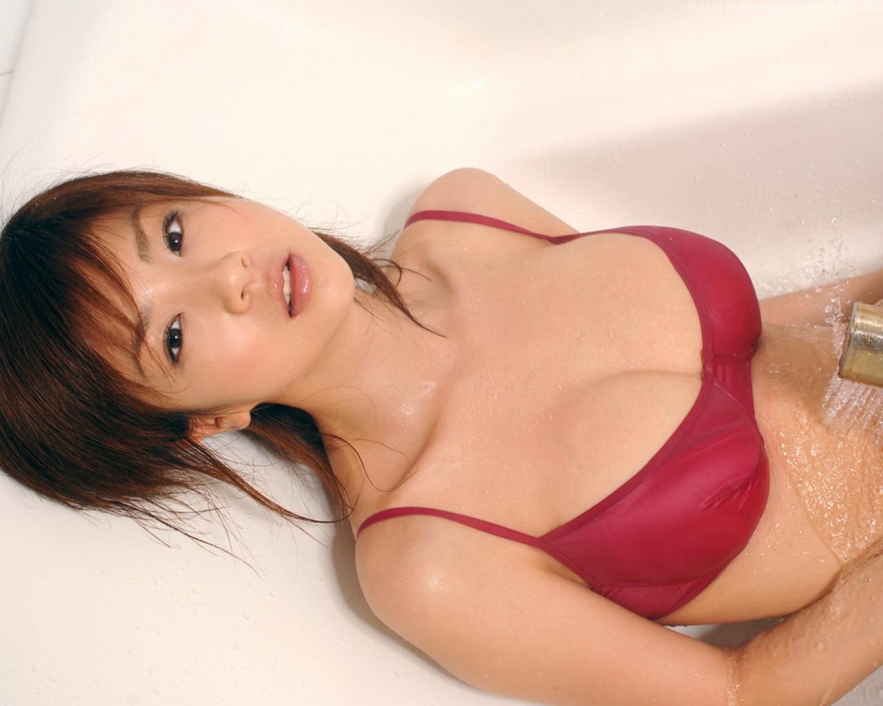 asian, bikini, wet, bathroom, not nude, aki hoshino
