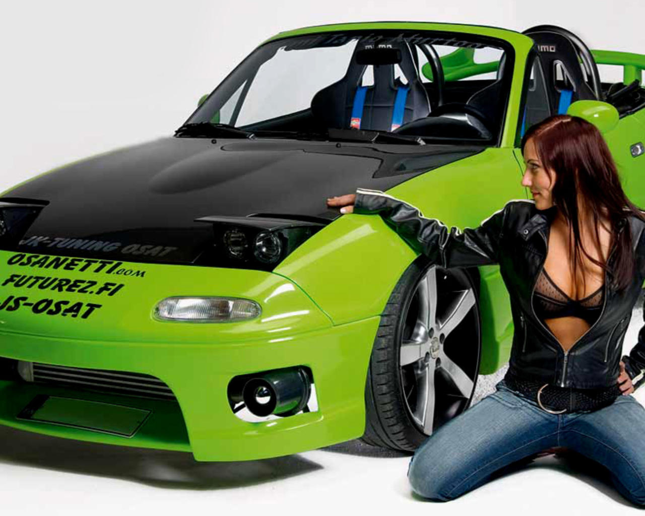 brunette, car, lingerie