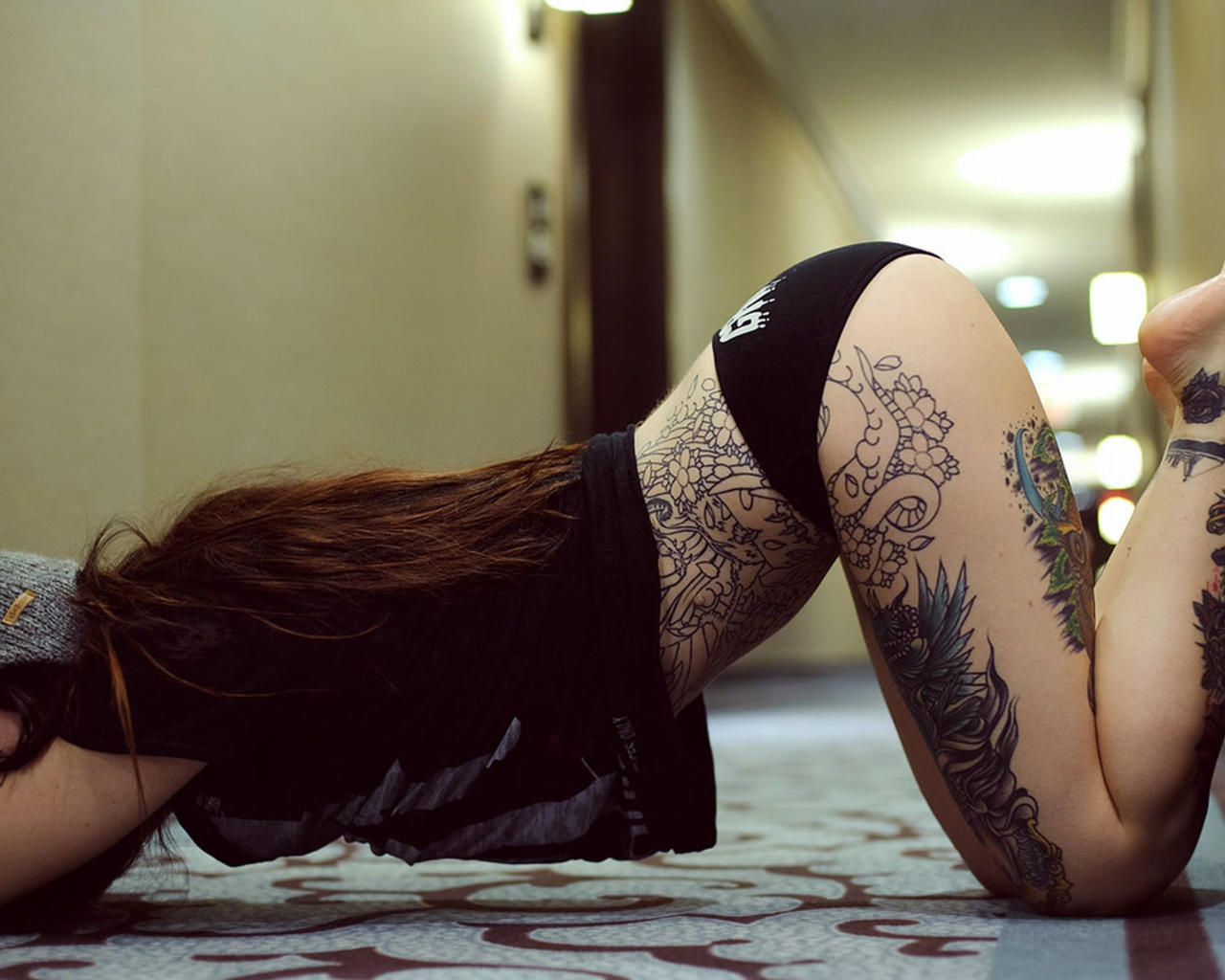 brunette, sexy girl, panties, tattoo, littlehuman, coreylala, emo, corey