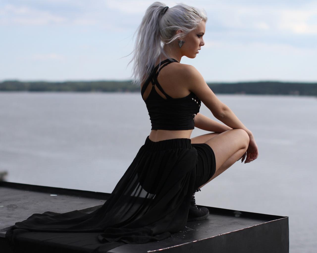 blonde, sexy, girl, river, mirish, miranda hedman, black cat, cosplay