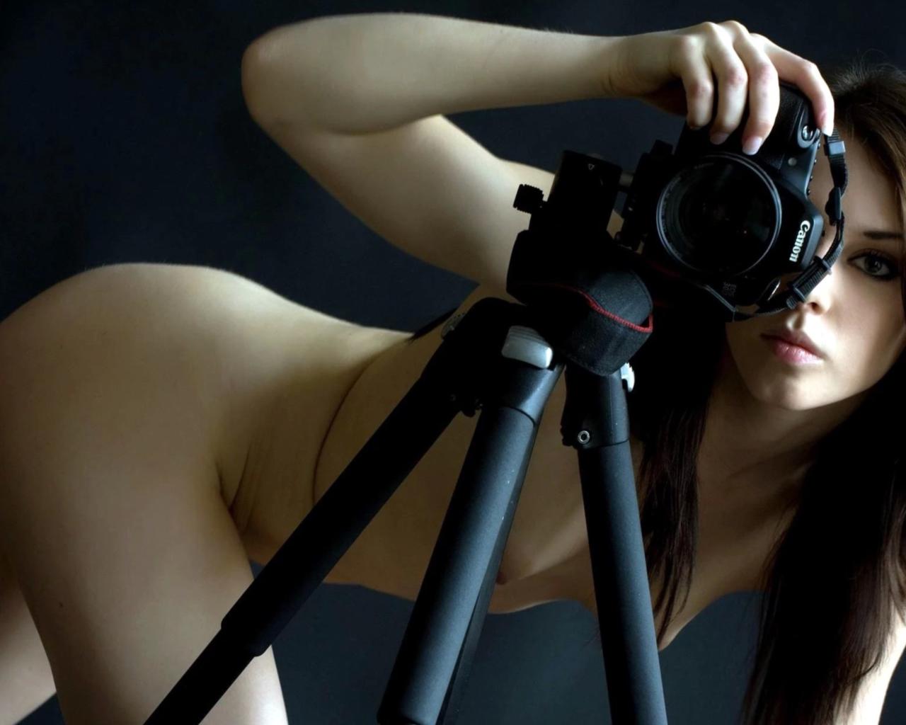 brunette, nude, photographer, camera