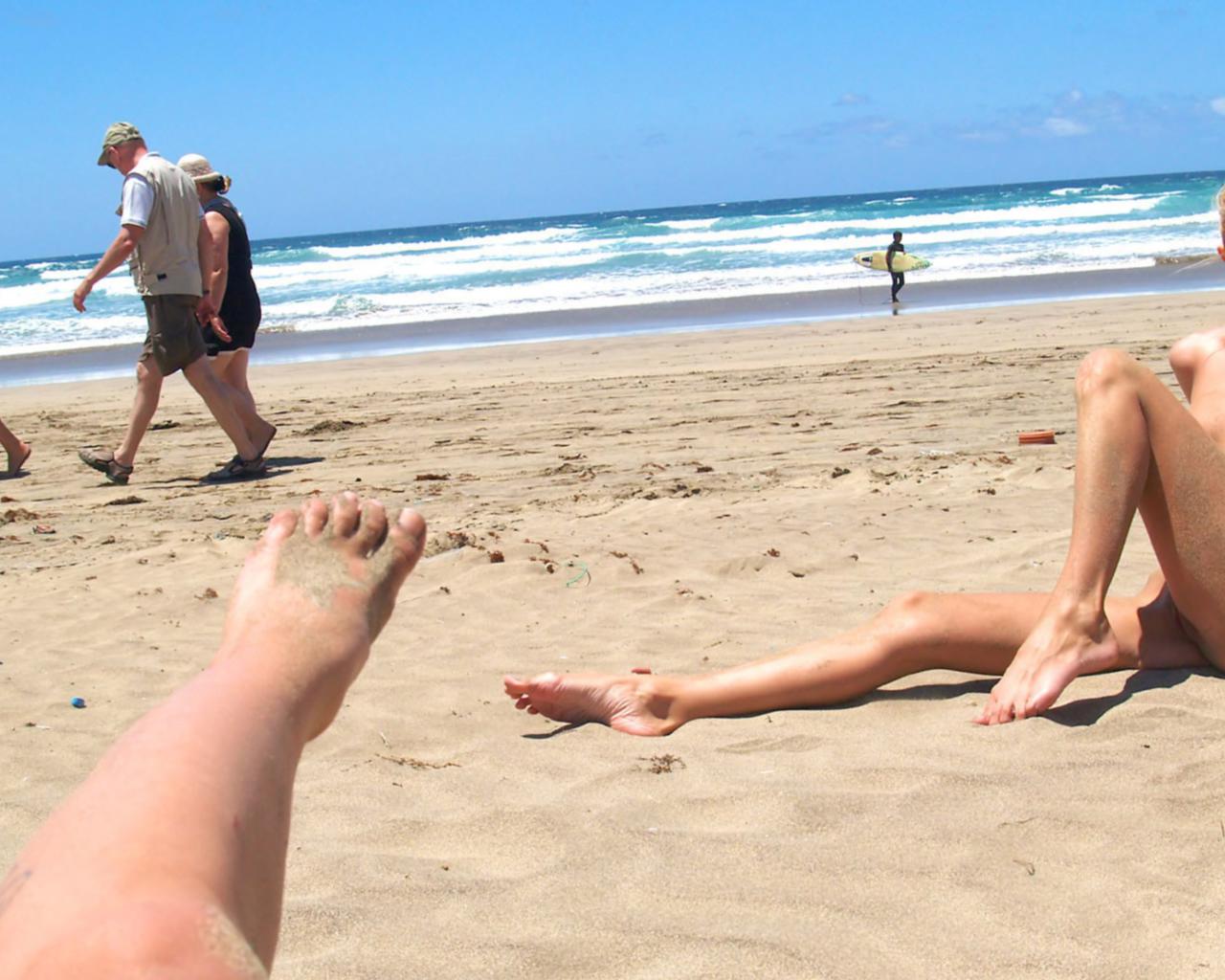 blonde, nude, slim, smile, public, beach, public, surfer