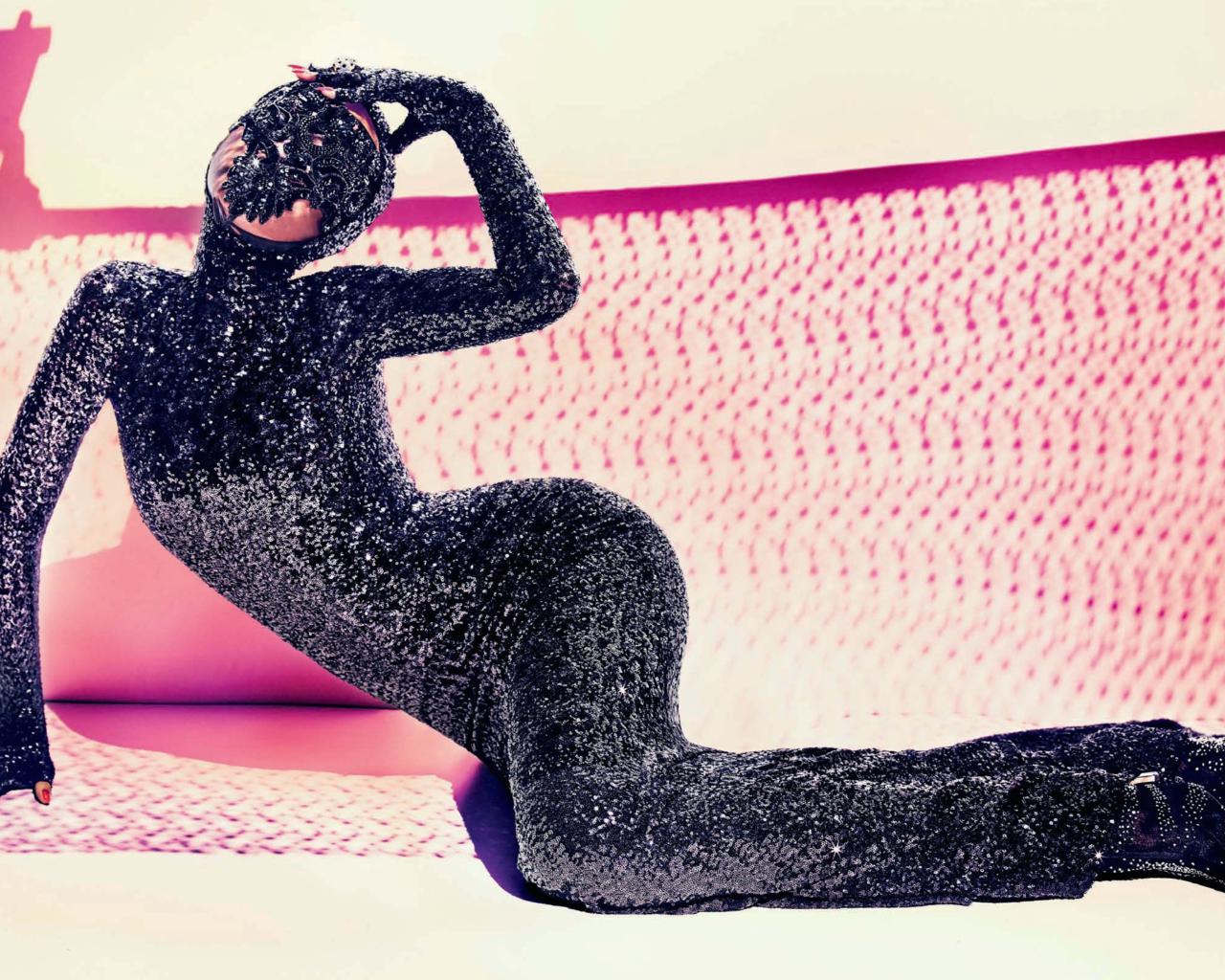 adult model, slim, sexy babe, posing, sitting, tight clothes, black, shiny, robe, mask, sitting, erotic art, zentai, fetish babe, lingerie series, erotic, shiny clothes, high heels, widescreen cut