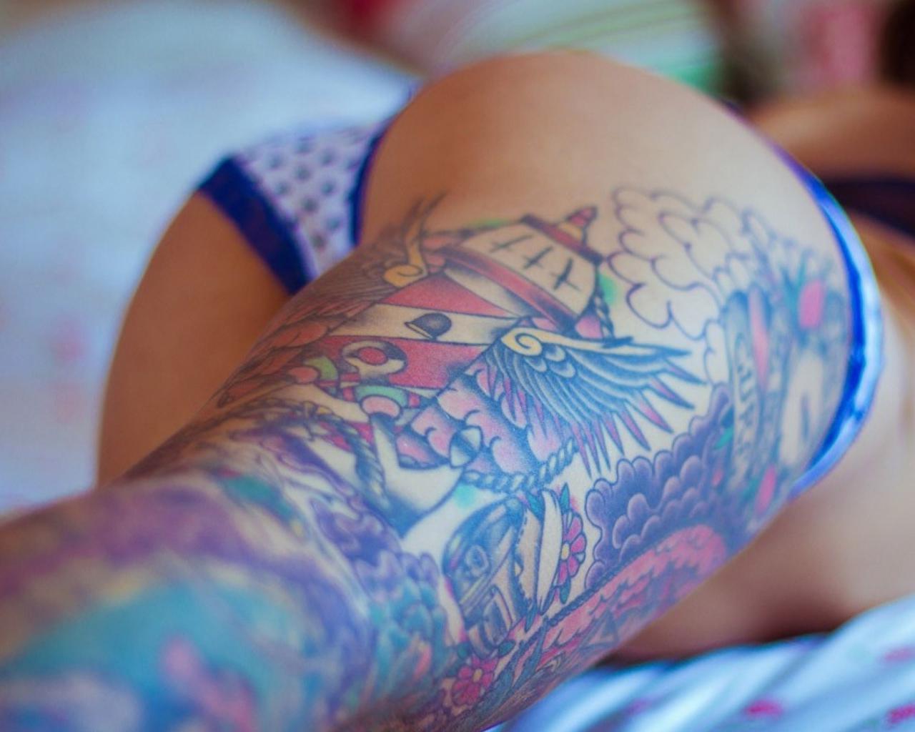 tattoo, leg, thigh, ass, butt, panties, suicide girls, sexy ass