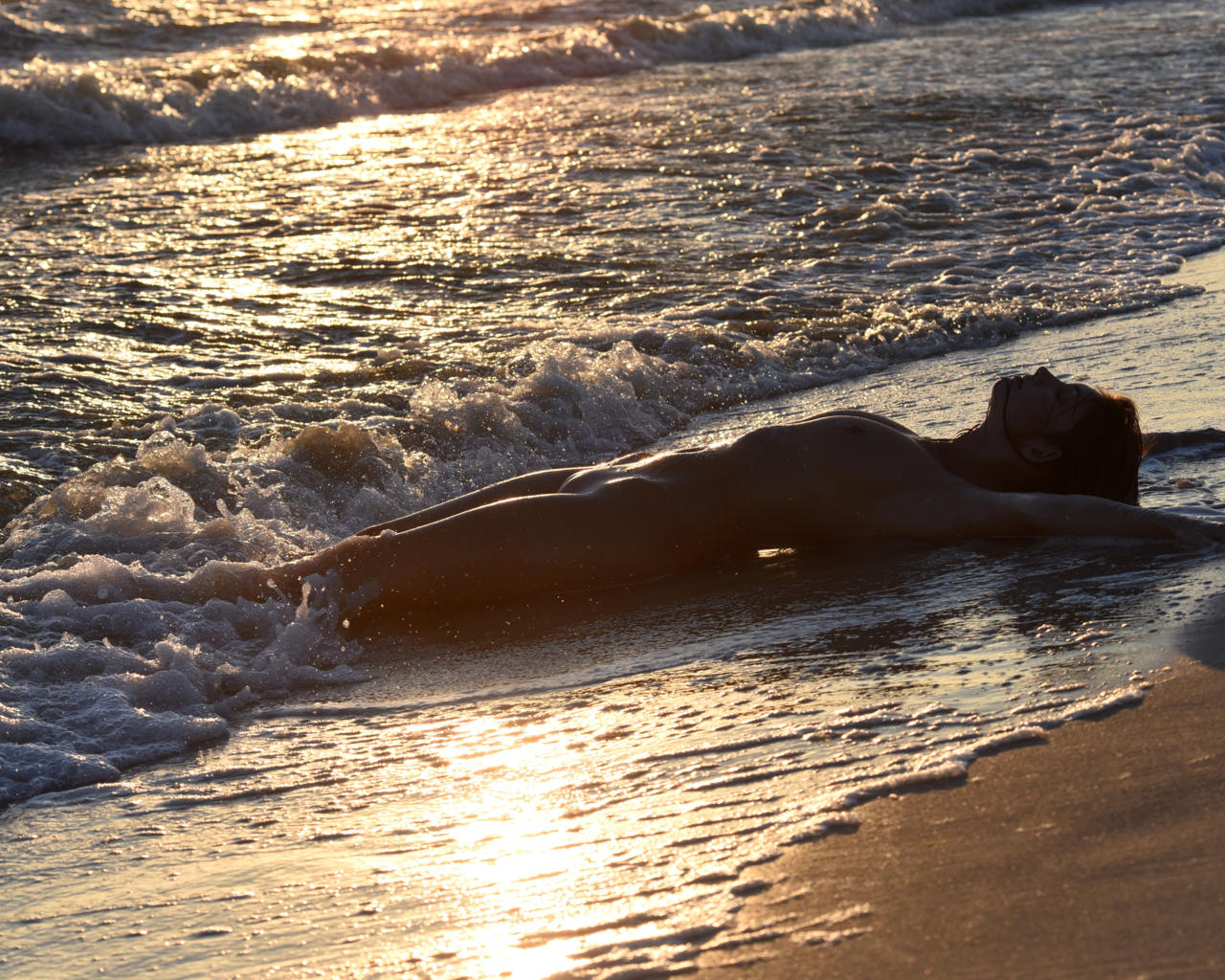 surf, body, sexy, sunset, beach, sea, wet, shaved pussy, tits, nude