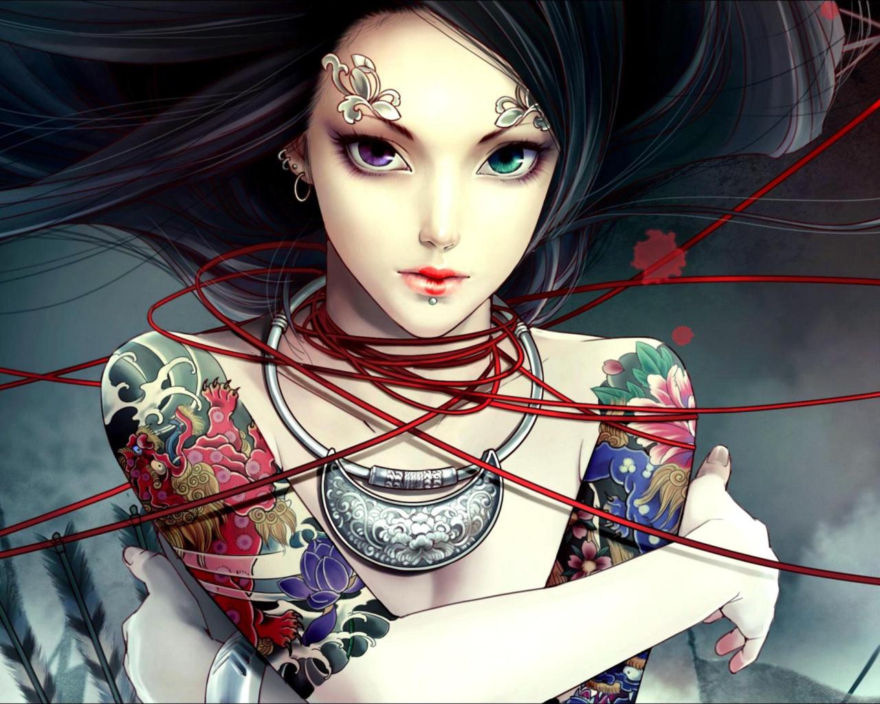 games, girl, tattoo, archer